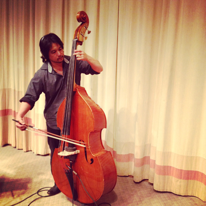 Eric playing upright bass at the Dolby Theatre.